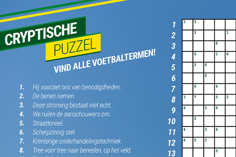 Vertrek Werkloos veel plezier Cryptische puzzel - ADO Den Haag