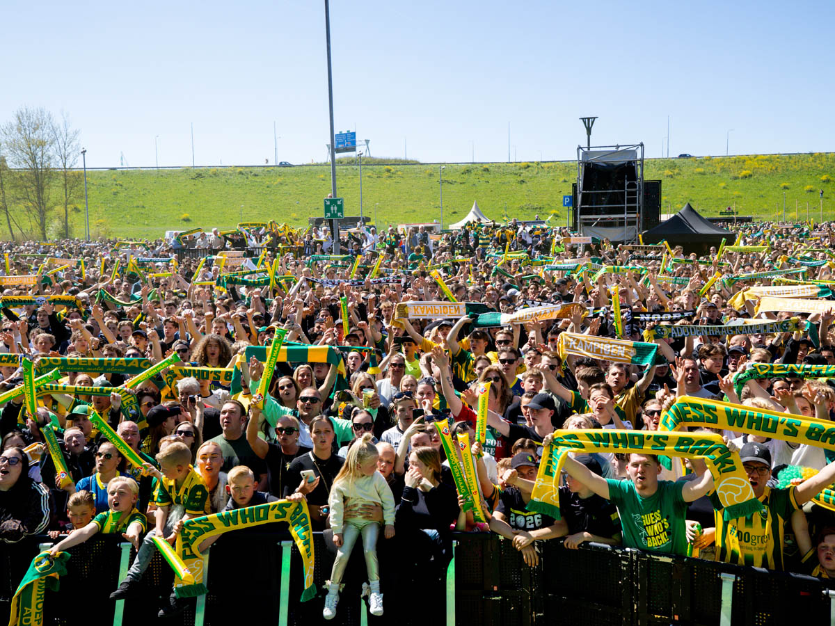 Supporters of ADO Den Haag  celebrating promotion to the eredivisie